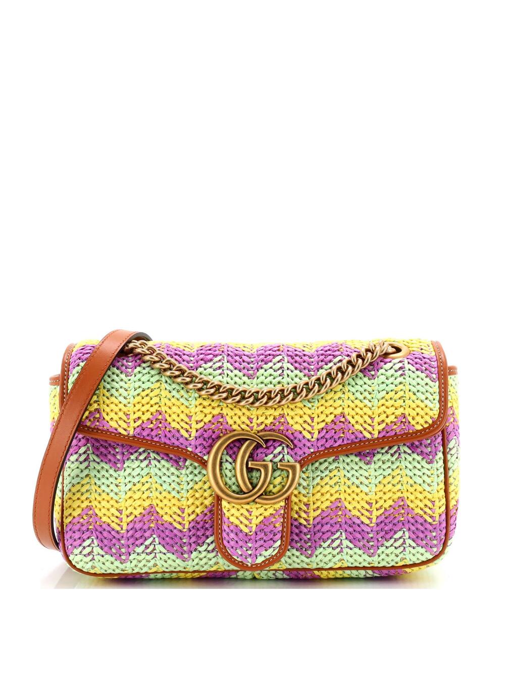 Gucci Gg Marmont Flap Bag Woven Raffia #316716G23B